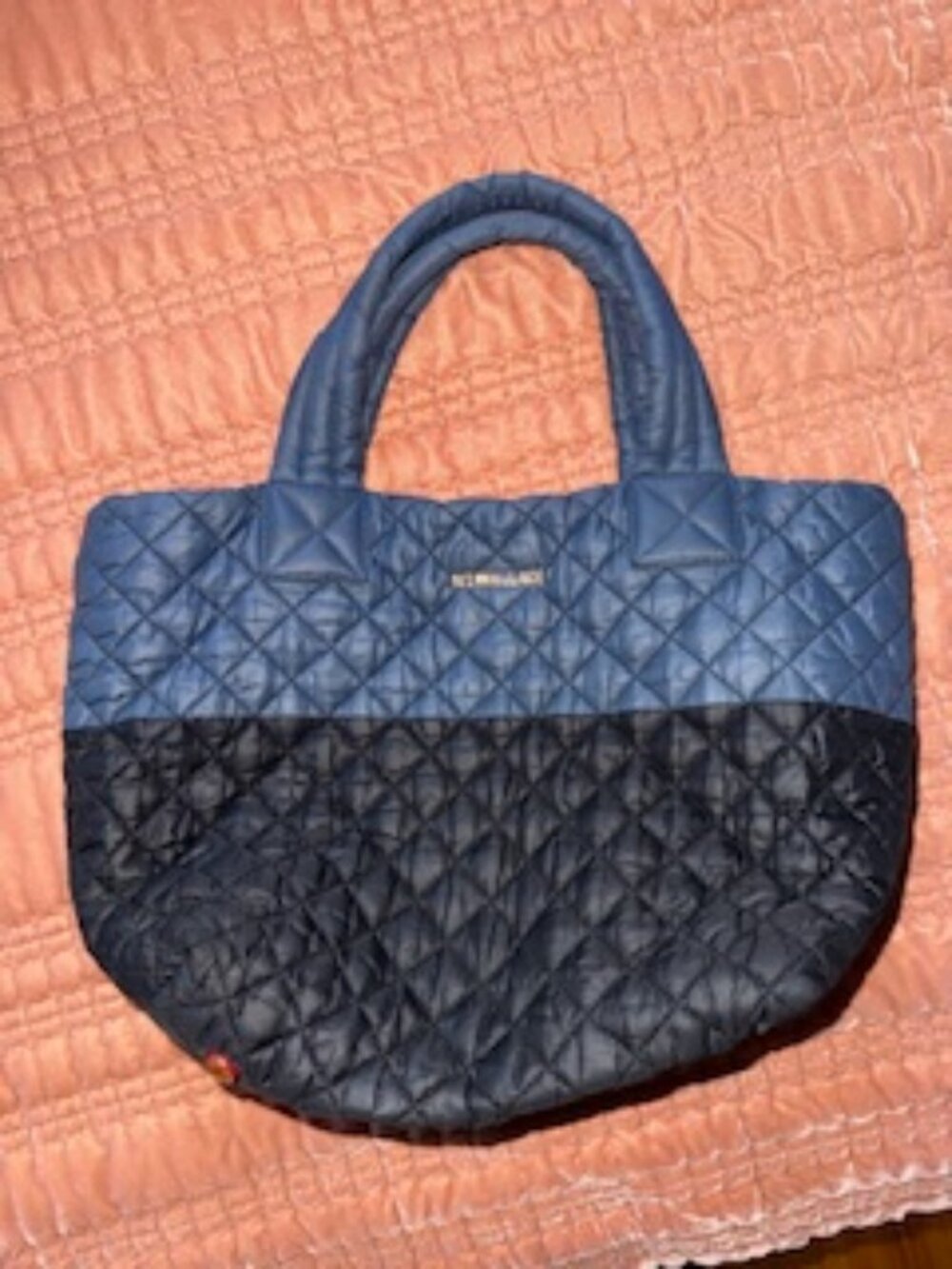 MZ Wallace Quilted Navy and Black Two-Tone Tote